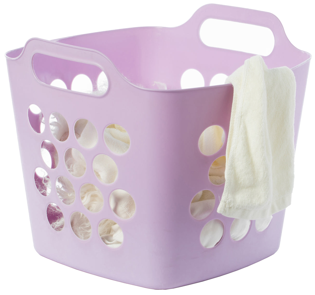 Flexible Plastic Carry Laundry Basket Holder Square Storage Hamper with Side Handles, Purple - LEHADAR