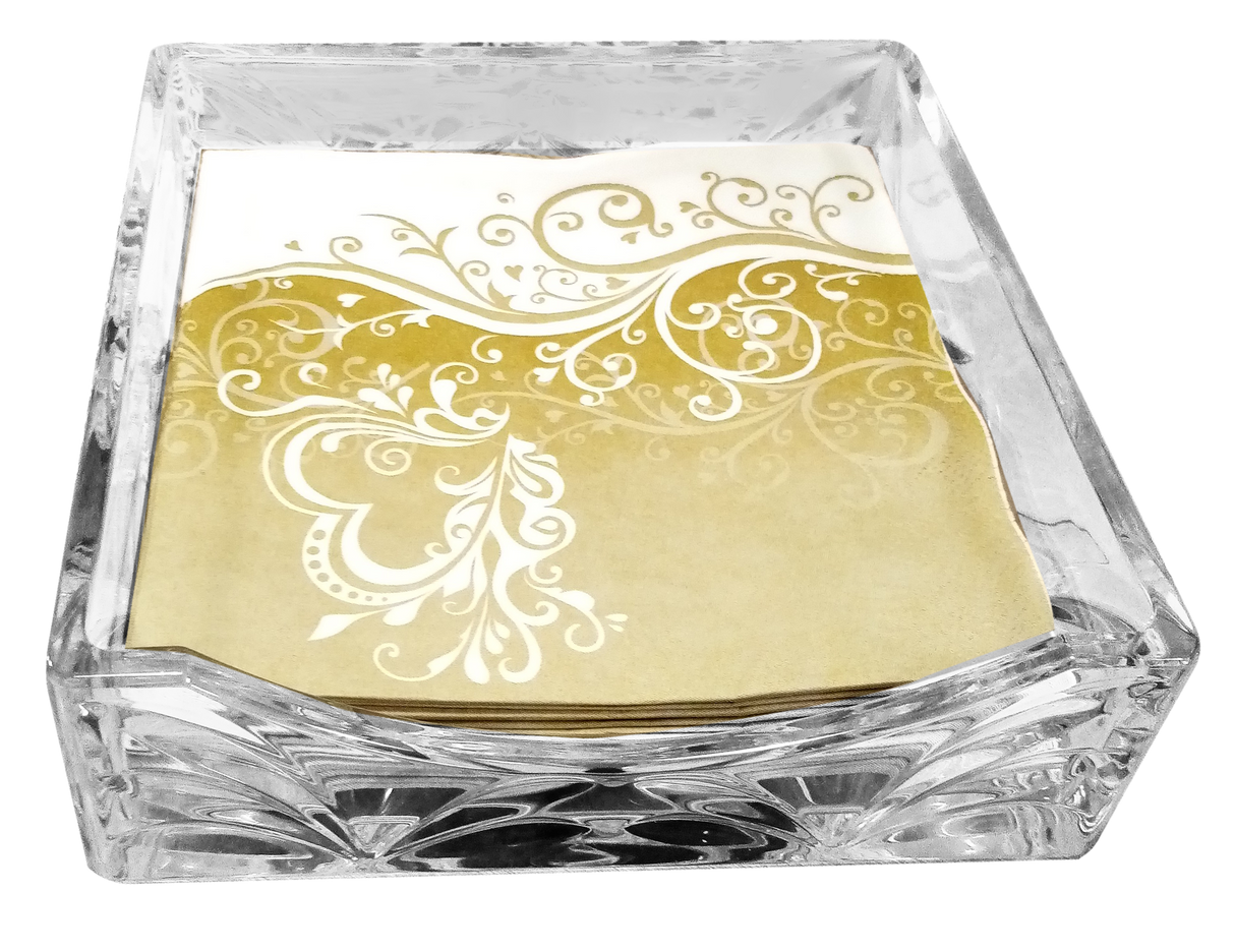 Flat Napkin Holder Crystal 7x7" - LEHADAR