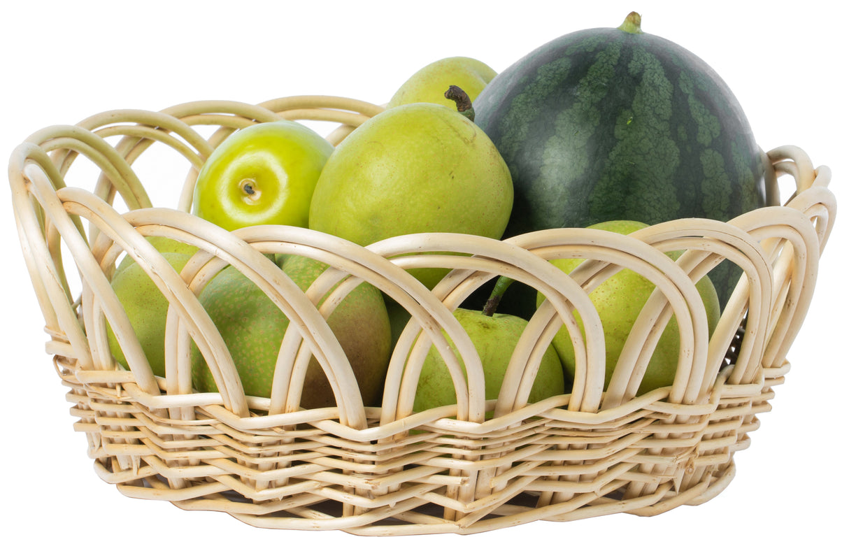 16 Inch Decorative Round Fruit Bowl Bread Basket Serving Tray, Large - LEHADAR