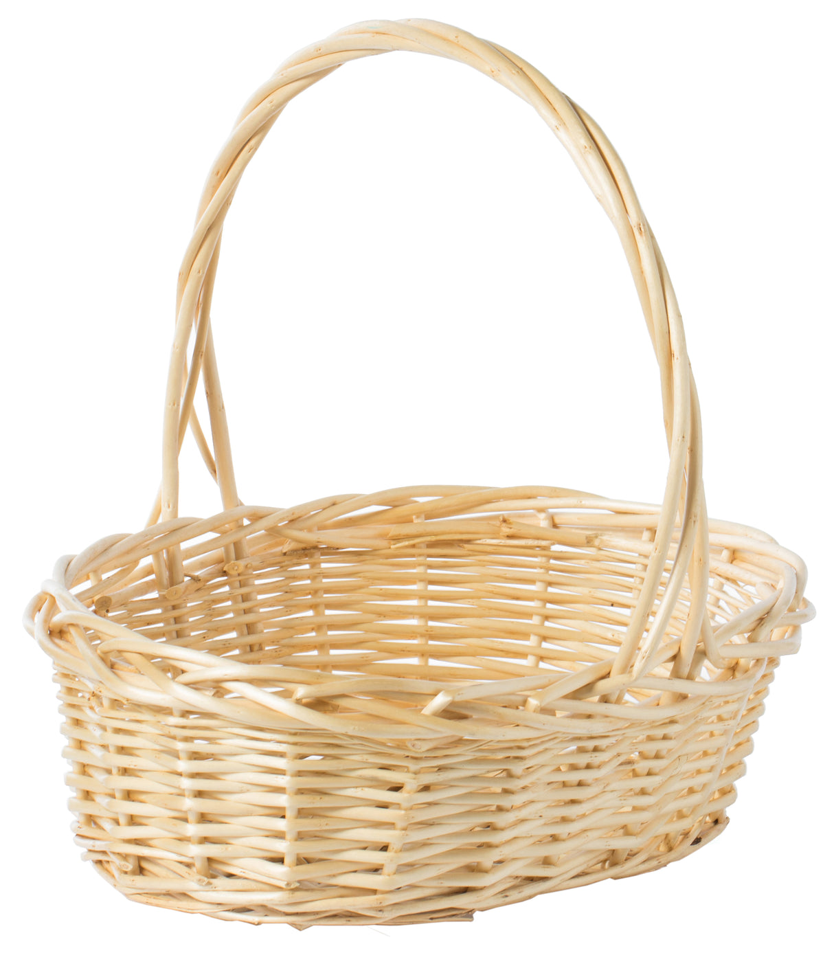 Natural Willow Oval Shaped Gift Basket Fruit Bowl Bread Serving Tray with Handle, Medium - LEHADAR