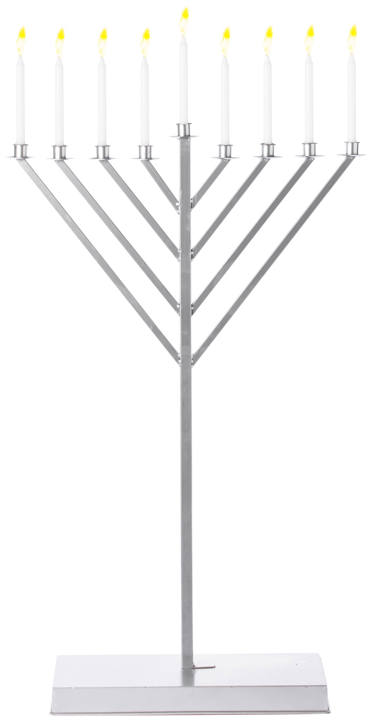 Large Metal Silver Coated Hanukkah Menorah 4 Ft. For Synagogue - LEHADAR