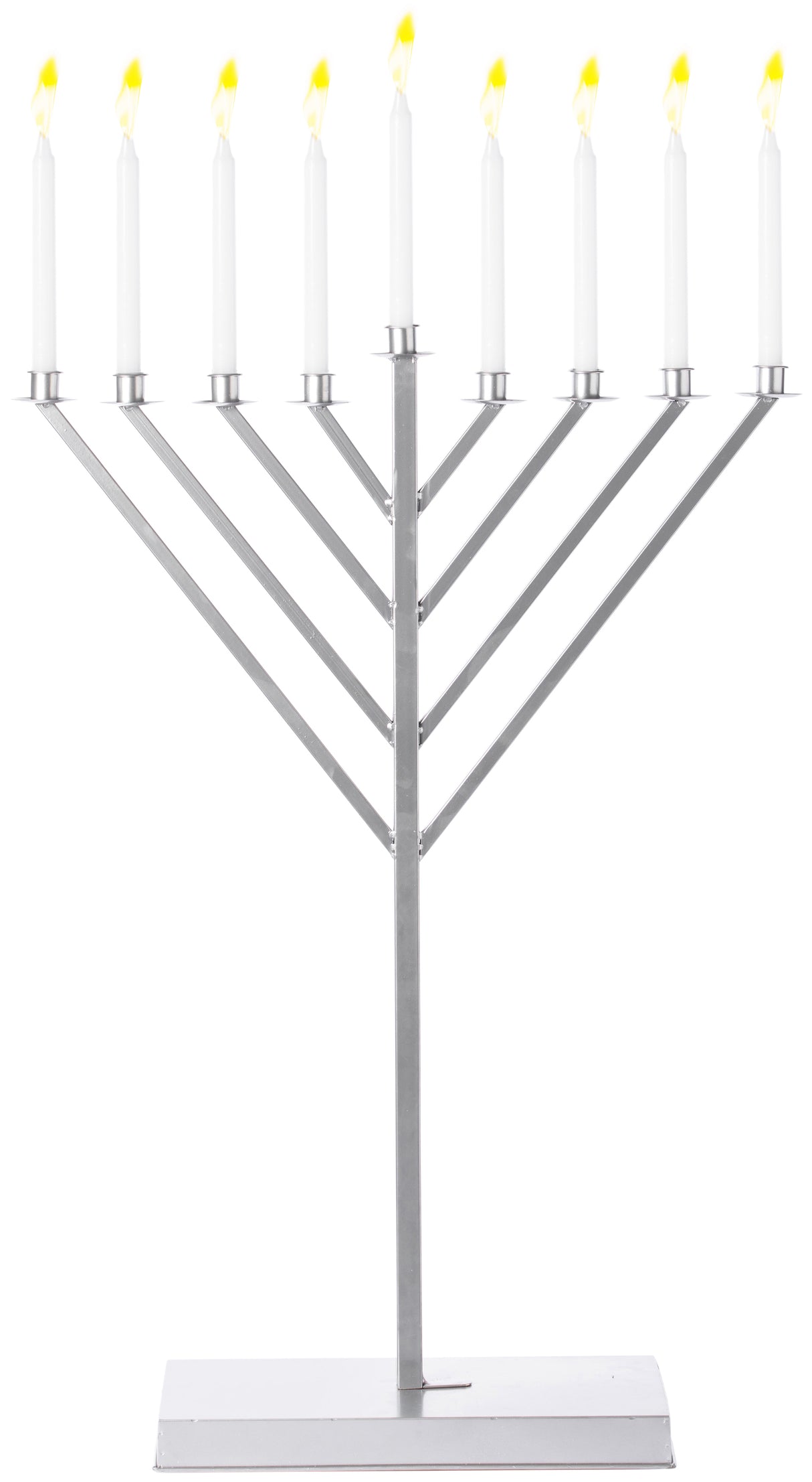 Large Metal Silver Coated Hanukkah Menorah 3 Ft. for Synagogue - LEHADAR