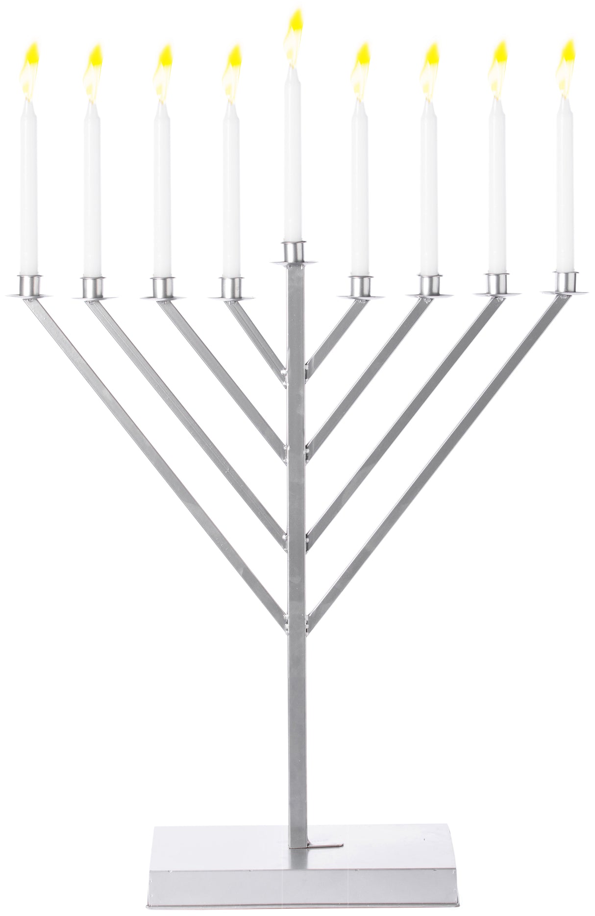 Large Metal Silver Coated Hanukkah Menorah 2 Ft. For Synagogue - LEHADAR