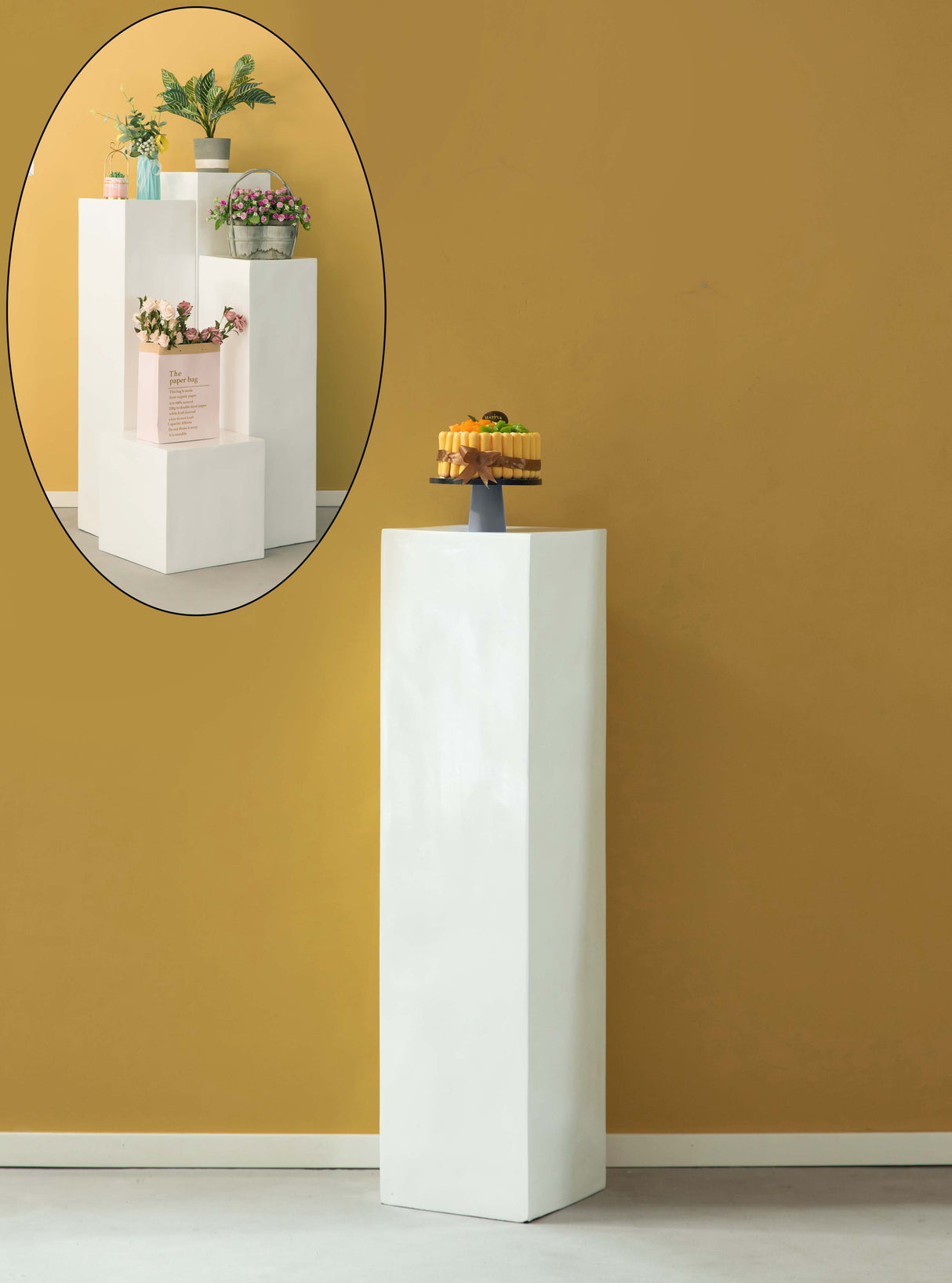 Flower Stand cube, Interior Design, Photography Props, decorative display cube, Wedding or Party Pillar Pedestal stand, Centerpiece, Flower Display Stand, Home Decor, for Entryway, Living Room, or Dining Room, 47 Inch - LEHADAR