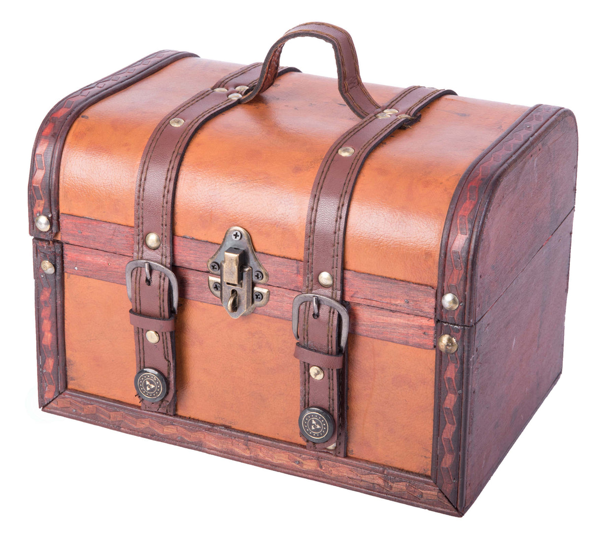 Decorative Wood Leather Treasure Box - Large Trunk - LEHADAR