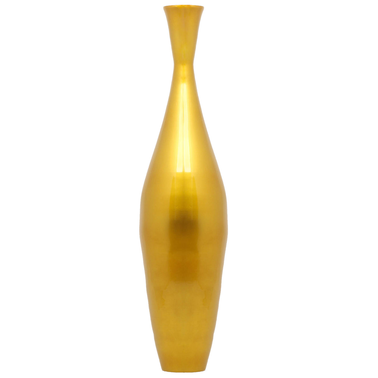 Tall 43 Inch Modern Bamboo Narrow Trumpet Floor Vase - Elegant Home Decoration, Modern Accent Piece, Living Room Decor, Handcrafted Bamboo Art, Contemporary Interior Design, Unique Tall Vase, Gold Large - LEHADAR