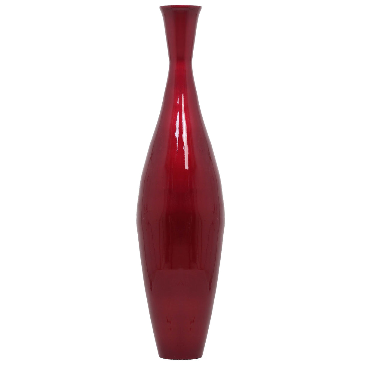 Tall 43 Inch Modern Bamboo Narrow Trumpet Floor Vase - Elegant Home Decoration, Modern Accent Piece, Living Room Decor, Handcrafted Bamboo Art, Contemporary Interior Design, Unique Tall Vase, Red Large - LEHADAR