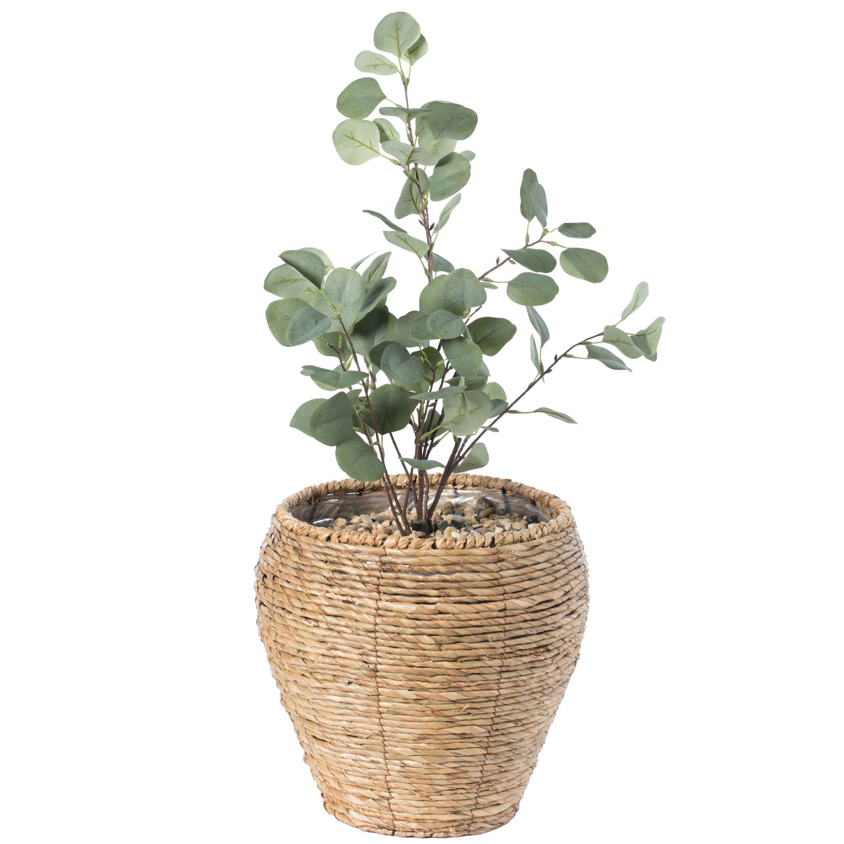 Woven Round Flower Pot Planter Basket with Leak-Proof Plastic Lining - Medium - LEHADAR