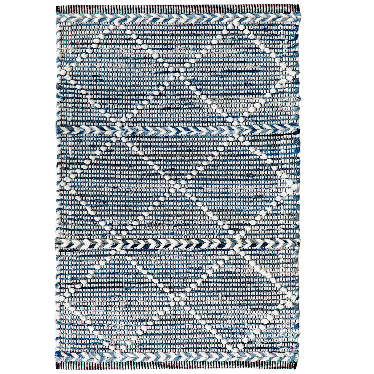 Handknotted Denim Textured Cotton Polyester Flatweave Kilim Rug, 3' x 5' - LEHADAR