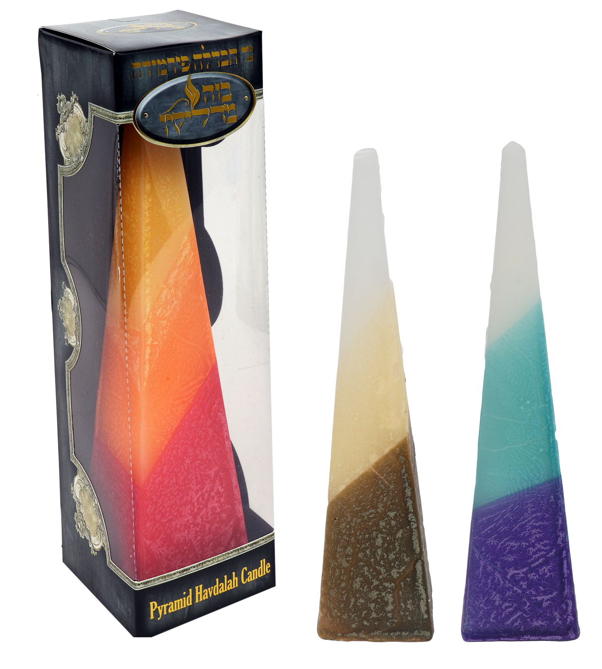 Baze Madlikin Pyramid Shaped Havdalah Candle assorted colors (12 pc) - LEHADAR