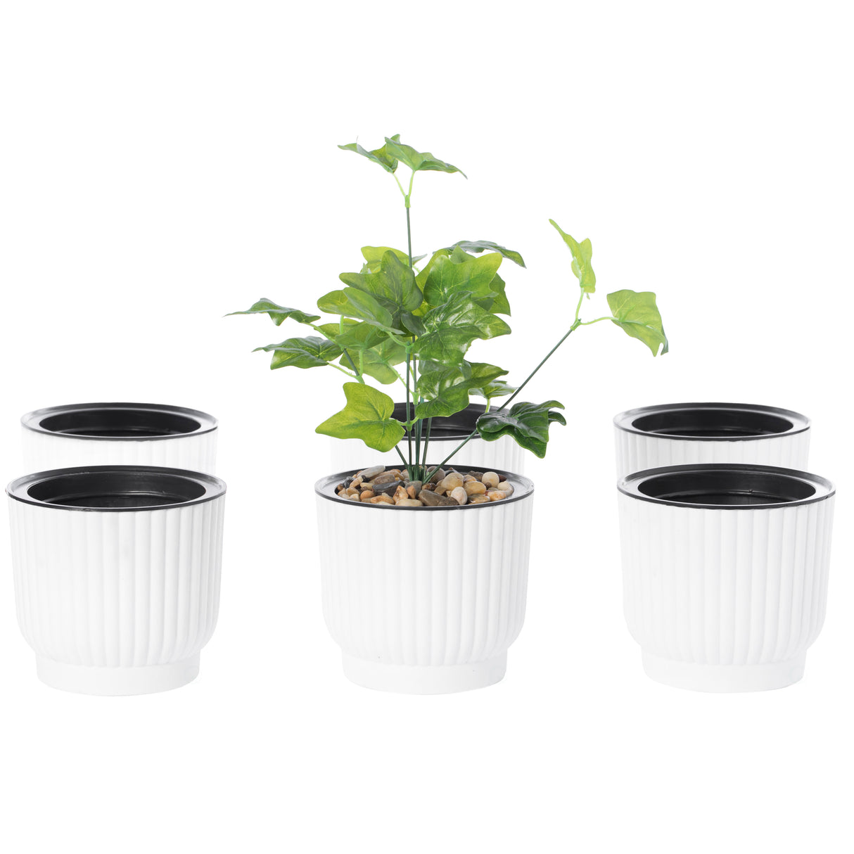 White Flower Pot Self Watering Planter, 6 Pack - LEHADAR