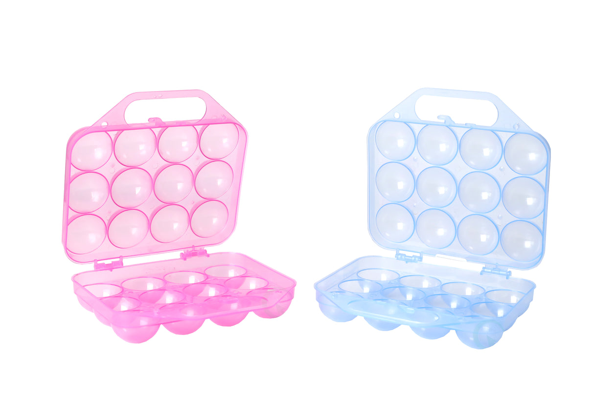 Clear Plastic Egg Carton, 12 Egg Holder Carrying Case with Handle, Set of 2 - LEHADAR
