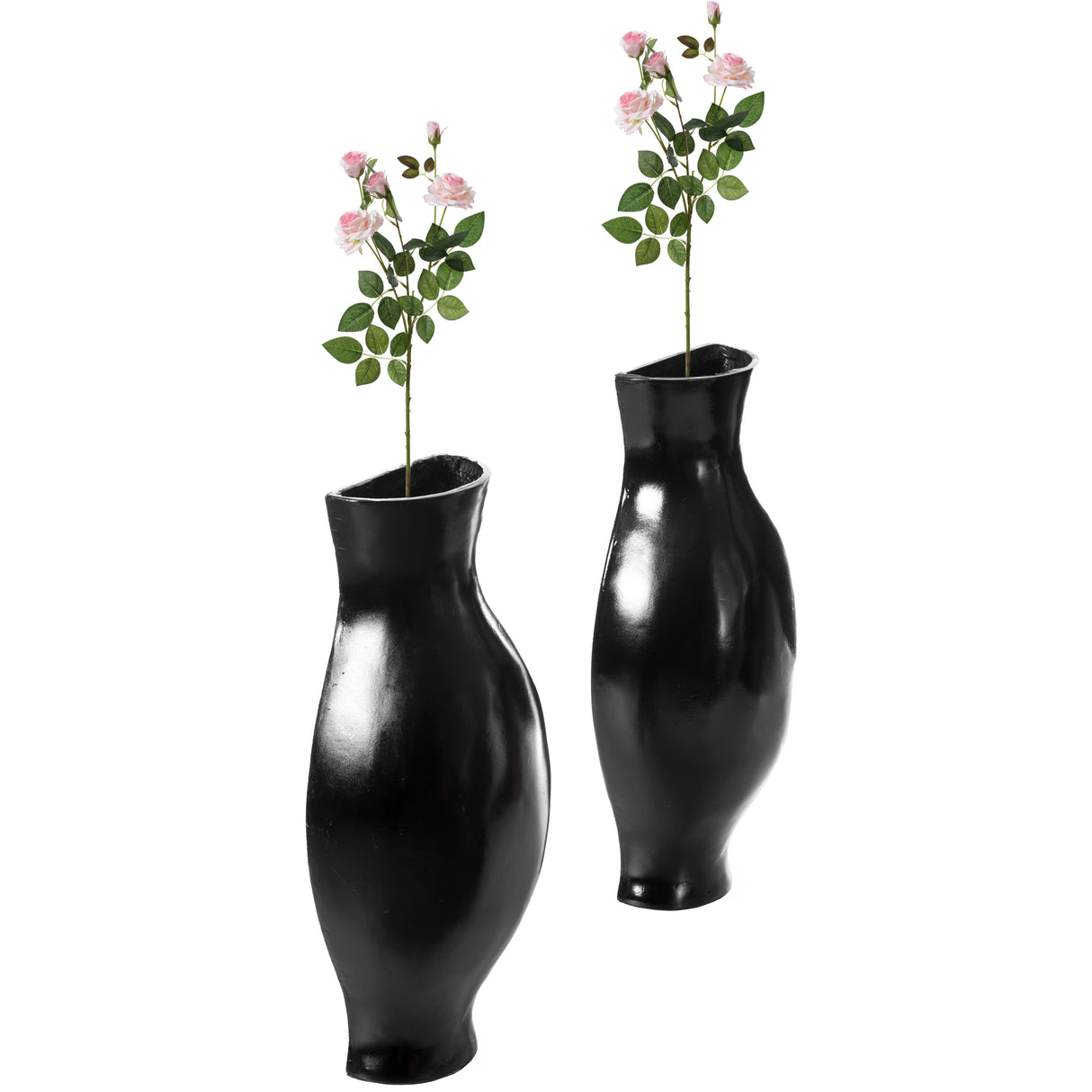 Tall Narrow Vase, Modern Floor Vase, Decorative Gift, Vase for Interior Design, 24.5 Inch Vase for Wedding Dinner Table Party Living Room Office Bedroom- Set of 2 Black - LEHADAR