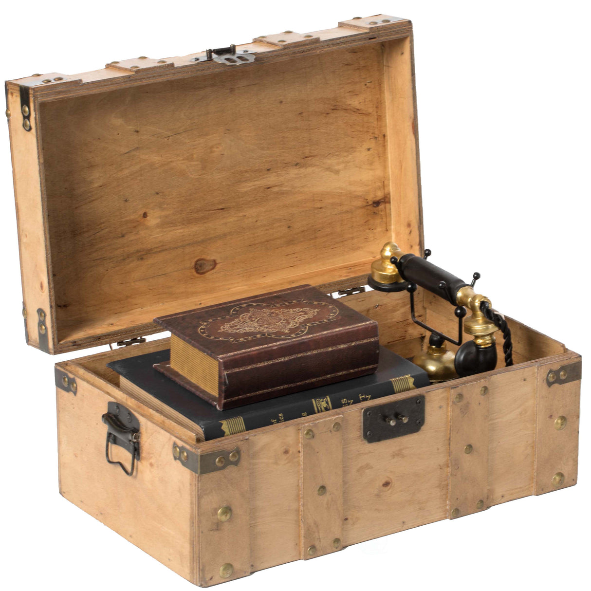 Natural Wooden Style Trunk with Handles, Large - LEHADAR