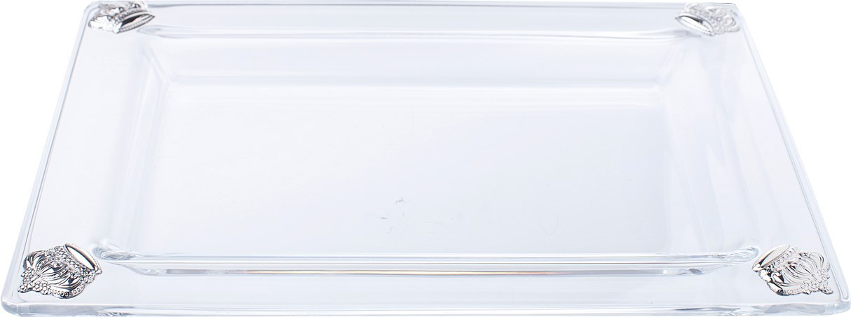 Glass Tray with silver Crown 91/2 x 7" - LEHADAR