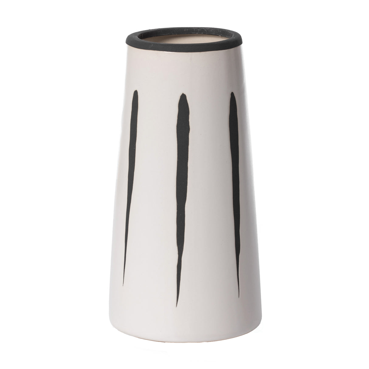 7" H Ceramic Modern Painted Brushstrokes Tapered Flower Table Vase, Black and White - LEHADAR