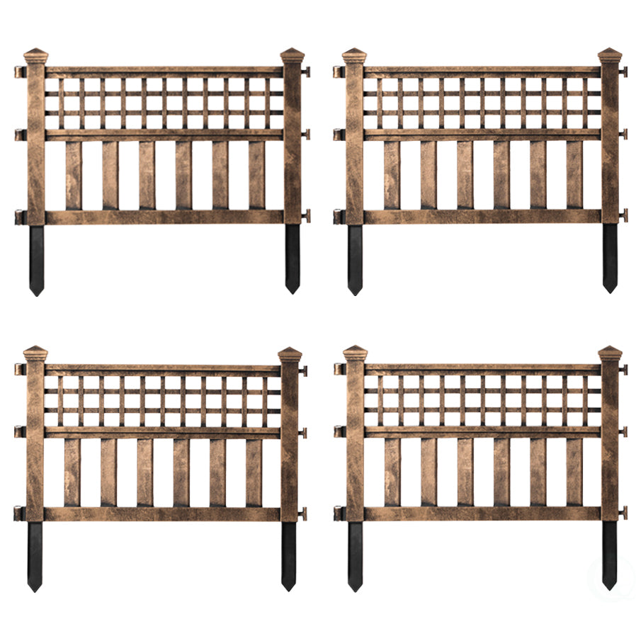 Plastic Outdoor Decor Garden Flower Edger Fence, Border, Set of 4 Panels, Bronze - LEHADAR