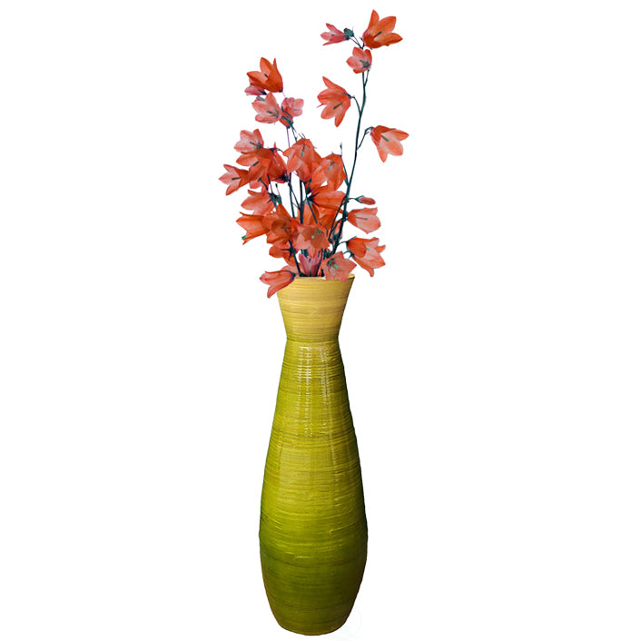 31.5" Tall Bamboo Floor Vase, Glossy Green - LEHADAR