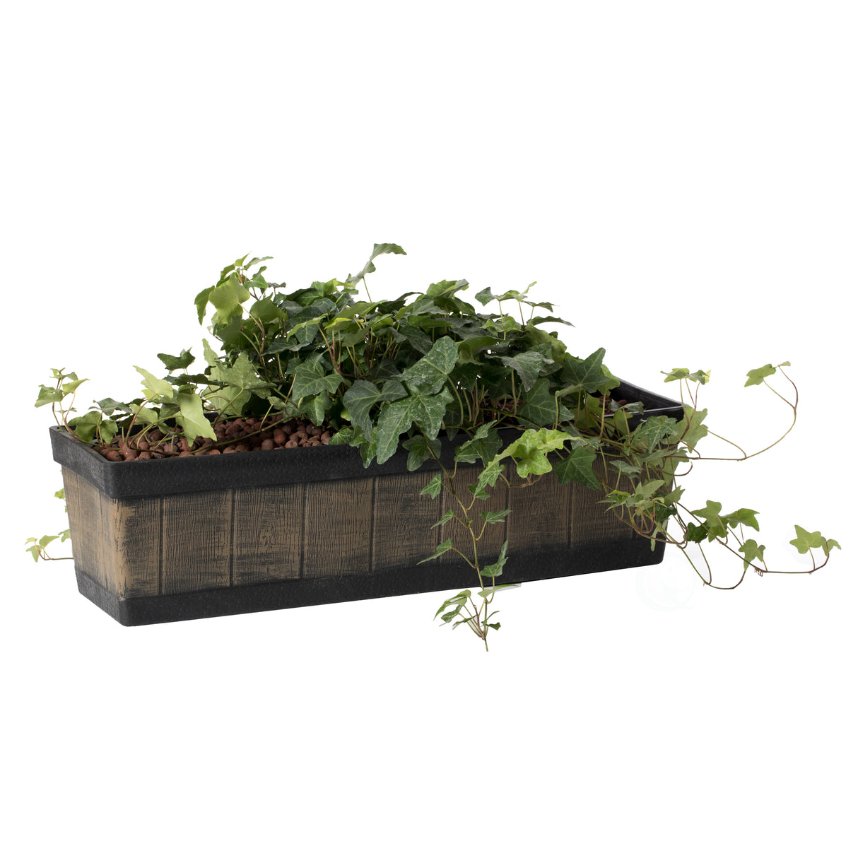 Outdoor and Indoor Rectangle Trough Plastic Planter Box, Vegetables or Flower Planting Pot, Brown Large - LEHADAR