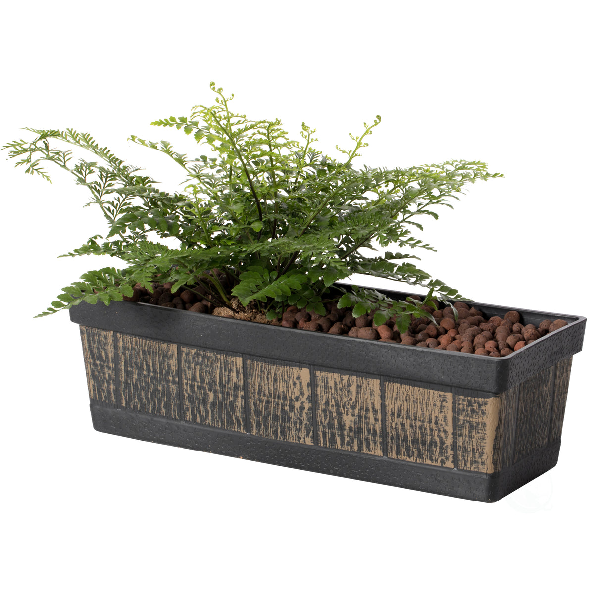 Outdoor and Indoor Rectangle Trough Plastic Planter Box, Vegetables or Flower Planting Pot, Brown Small - LEHADAR