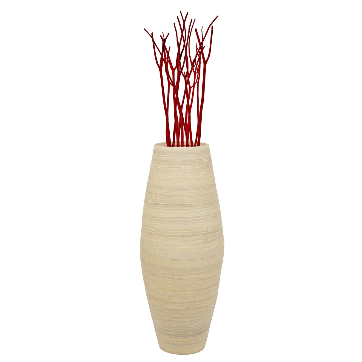 Bamboo Cylinder Floor Vase - Handcrafted Tall Decorative Vase - Ideal for Dining Room, Living Room, 27.5 Inch Natural - LEHADAR