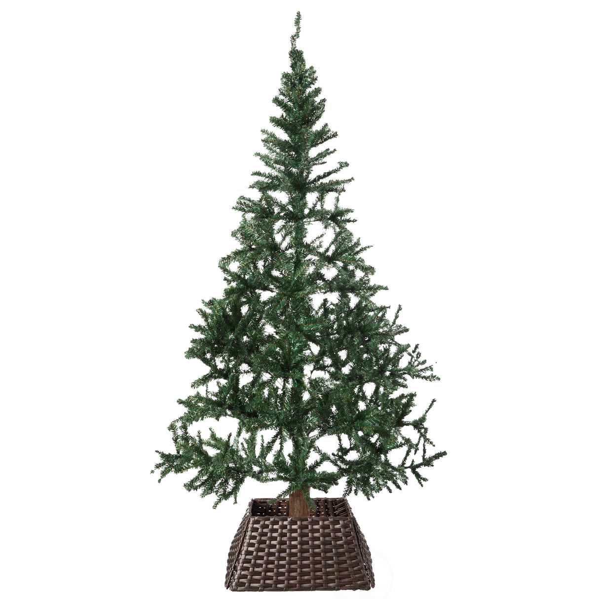 Foldable Christmas Tree Skirt Collar Basket, Ring Base Stand Cover, Rattan Plastic, Brown - LEHADAR