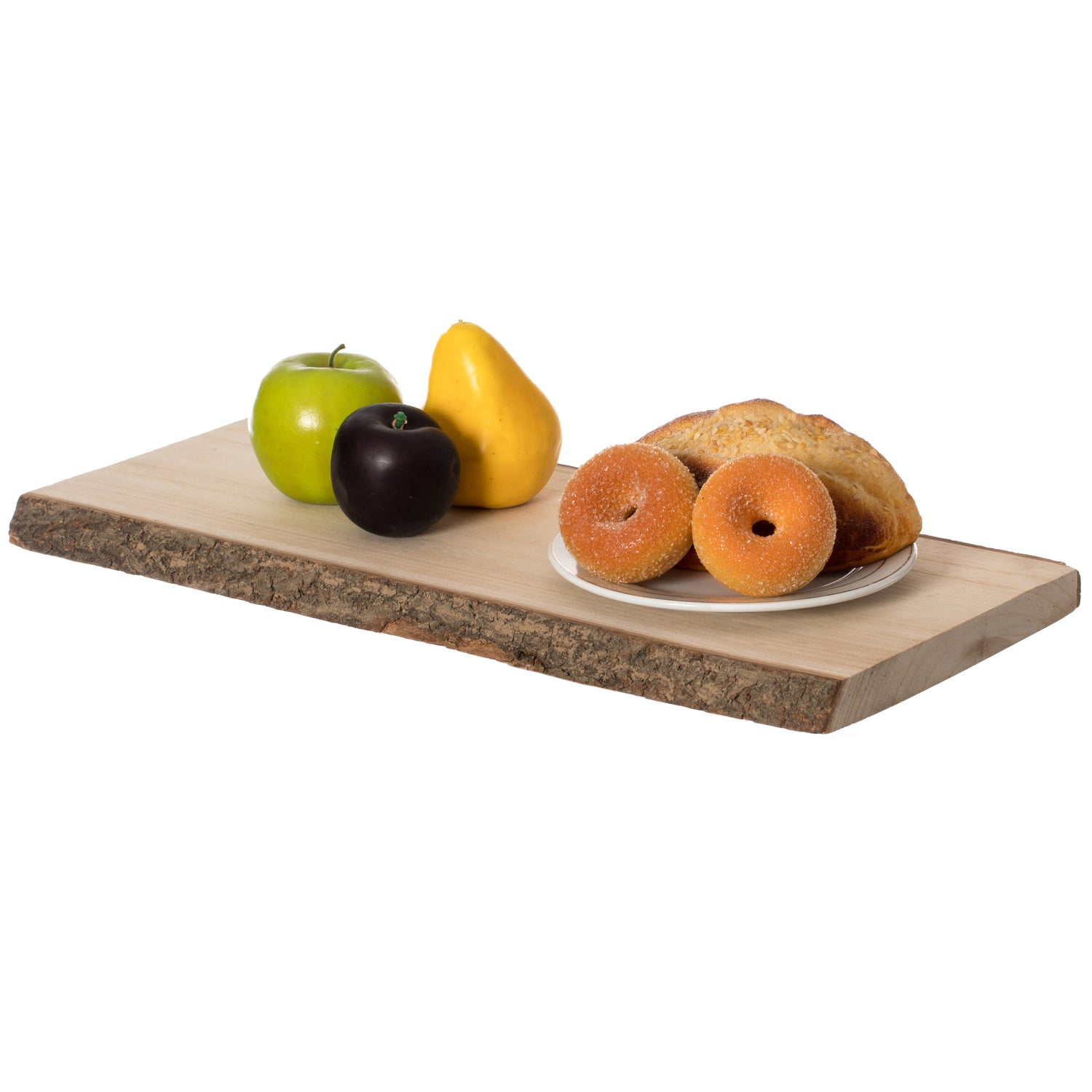 20"" Rustic Natural Tree Log Wooden Rectangular Shape Serving Tray Cutting Board - LEHADAR