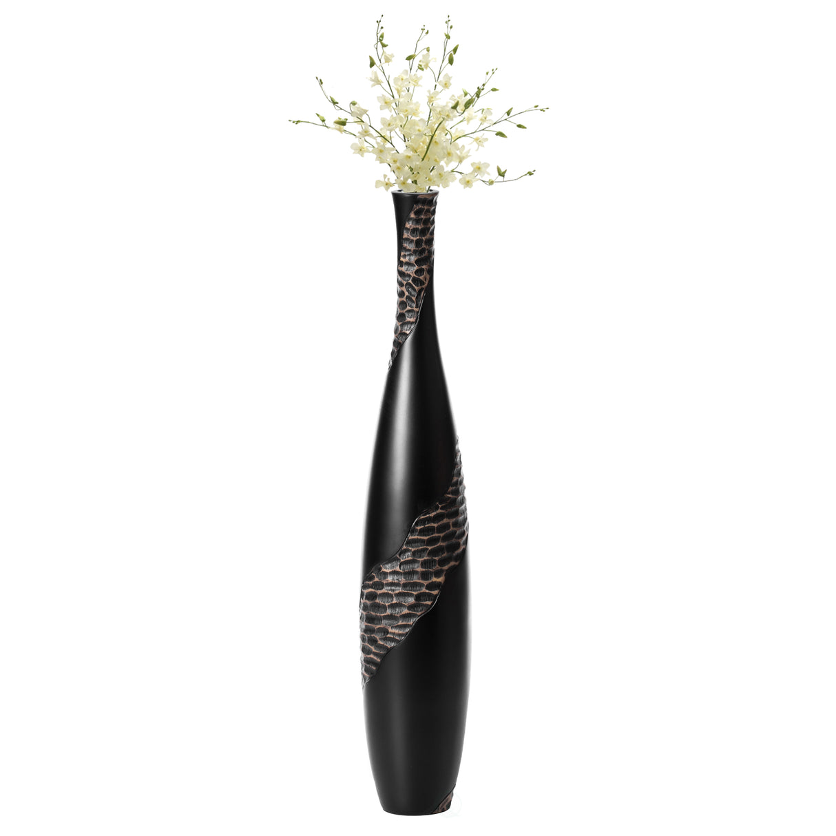27 inch Bottle Shape Decorative Floor Vase, Brown with Cobbled Stone Pattern - Modern Home Decor, Elegant Tall, Ceramic Accent Piece, Living Room Statement, Unique Accents, Home Accessories, Floor D̩cor - LEHADAR