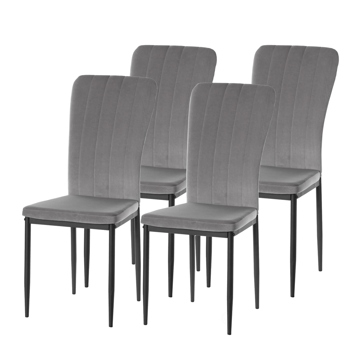 Gray Modern And Contemporary Tufted Velvet Upholstered Accent Dining Chair, Set of 4 - LEHADAR