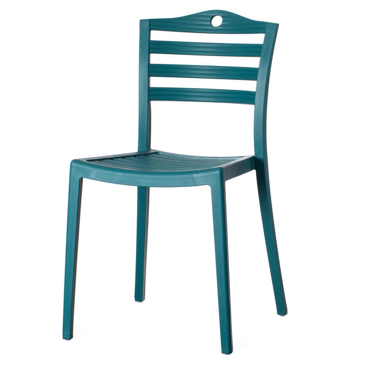 Stackable Modern Plastic Indoor and Outdoor Dining Chair with Ladderback Design for All Weather Use, Blue - LEHADAR