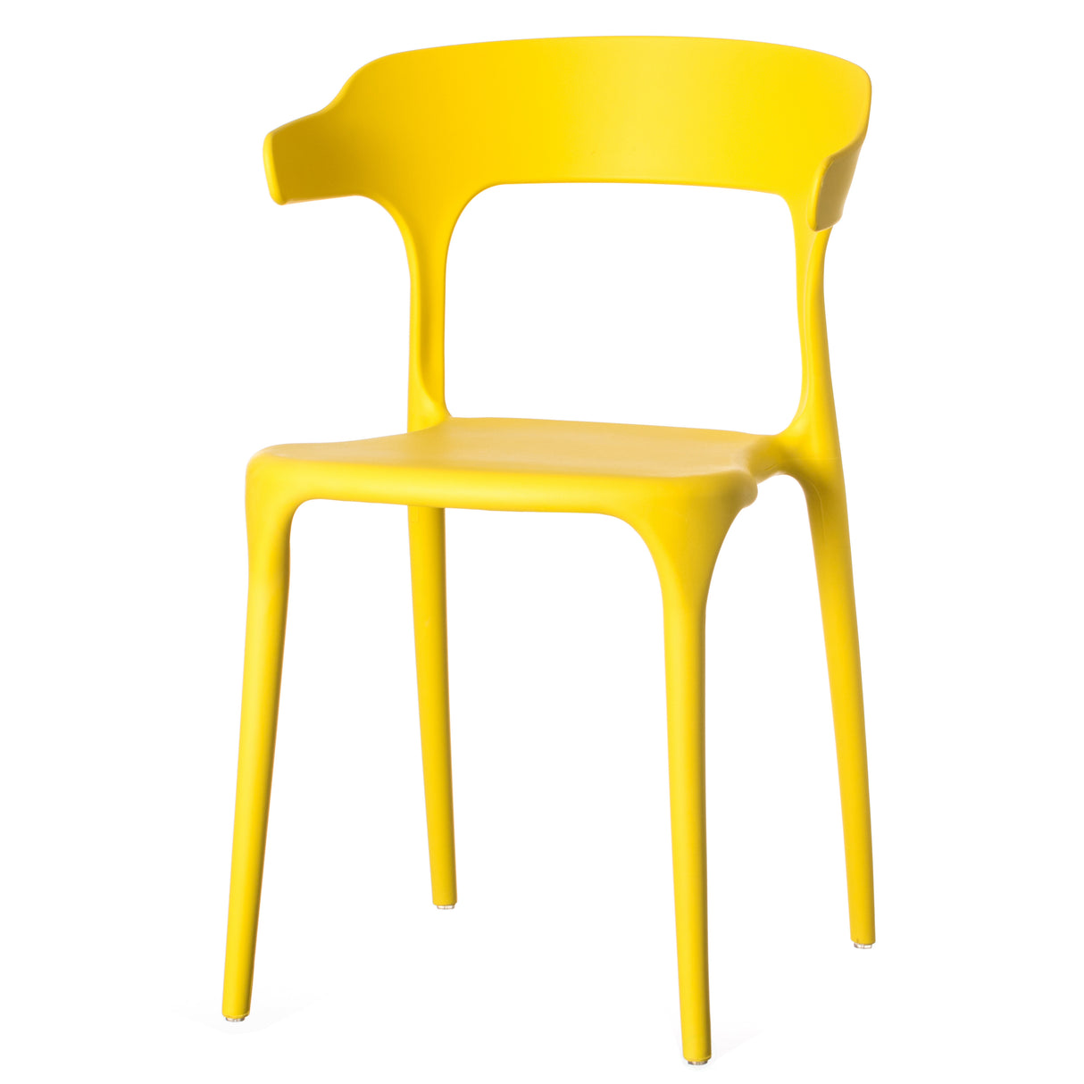 Modern Plastic Outdoor Dining Chair with Open U Shaped Back, Yellow - LEHADAR