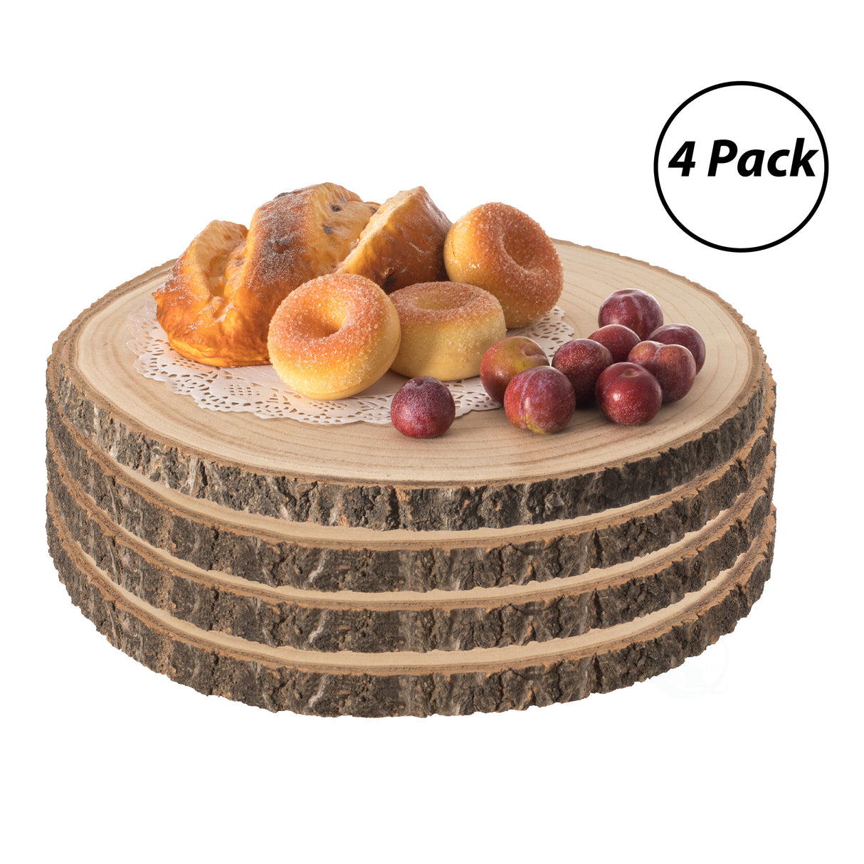 Home Decor Natural Wooden Bark Slice Tray Large Rustic Table Charger Centerpiece 10‰ Set of 4 - LEHADAR