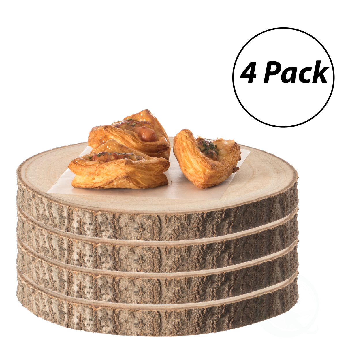 Home Decor Natural Wooden Bark Slice Tray Large Rustic Table Charger Centerpiece 14‰ Set of 4 - LEHADAR