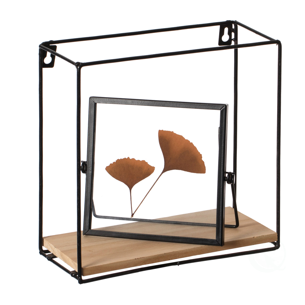 Rectangle, Wooden Board with Metal Frame Wall Mount Floating Shelf for The Living Room, Dining Room, or Office - LEHADAR