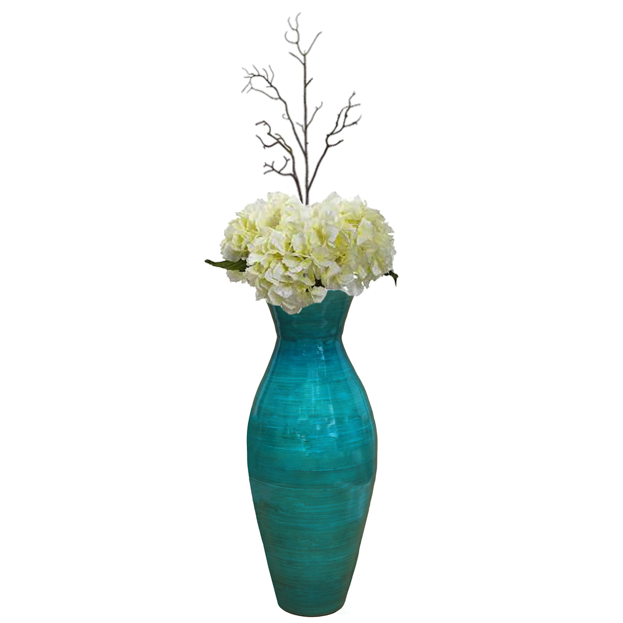 Uniquewise 20.5" Contemporary Bamboo Floor Flower Unique Shape Vase for Dining, Living Room, Entryway Decoration Fill It with Dried Branches or Flowers, Blue - LEHADAR