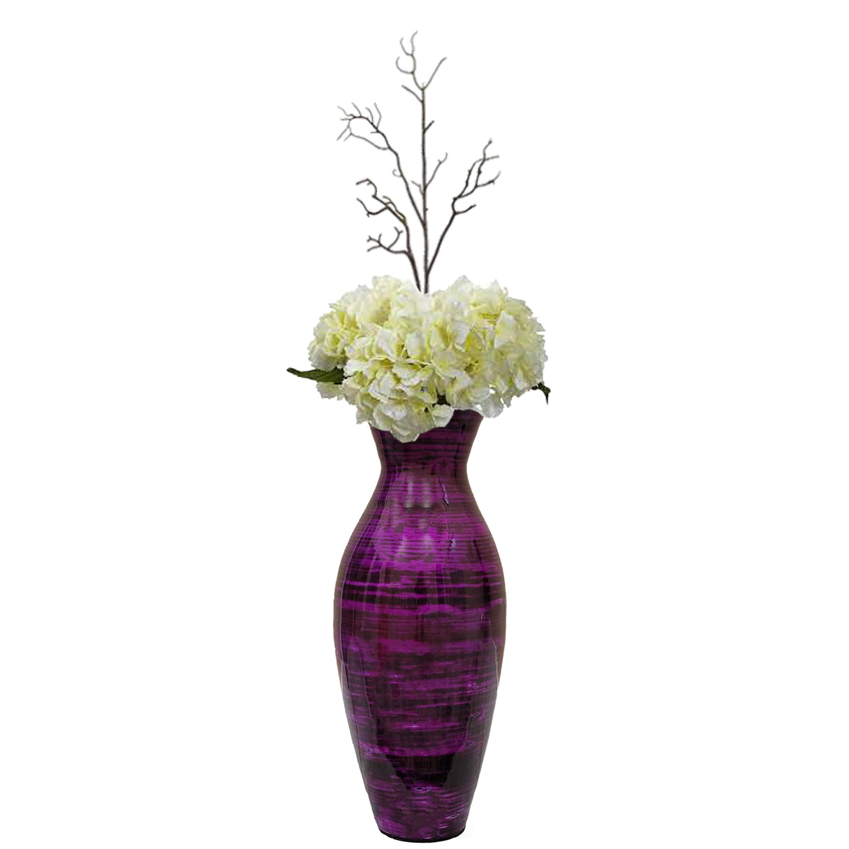 Uniquewise 20.5" Contemporary Bamboo Floor Flower Unique Shape Vase for Dining, Living Room, Entryway Decoration Fill It with Dried Branches or Flowers, Purple - LEHADAR