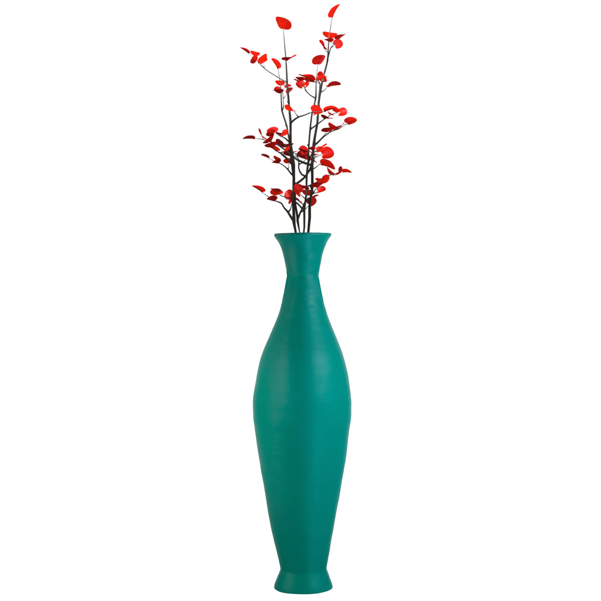 Modern Bamboo Floor Vase - Decorative 43-inch Vase for Living Room, Dining Room, or Entryway - Fill with Dried Branches or Flowers - Contemporary Tall Vase - Unique Bamboo Design, Green - LEHADAR