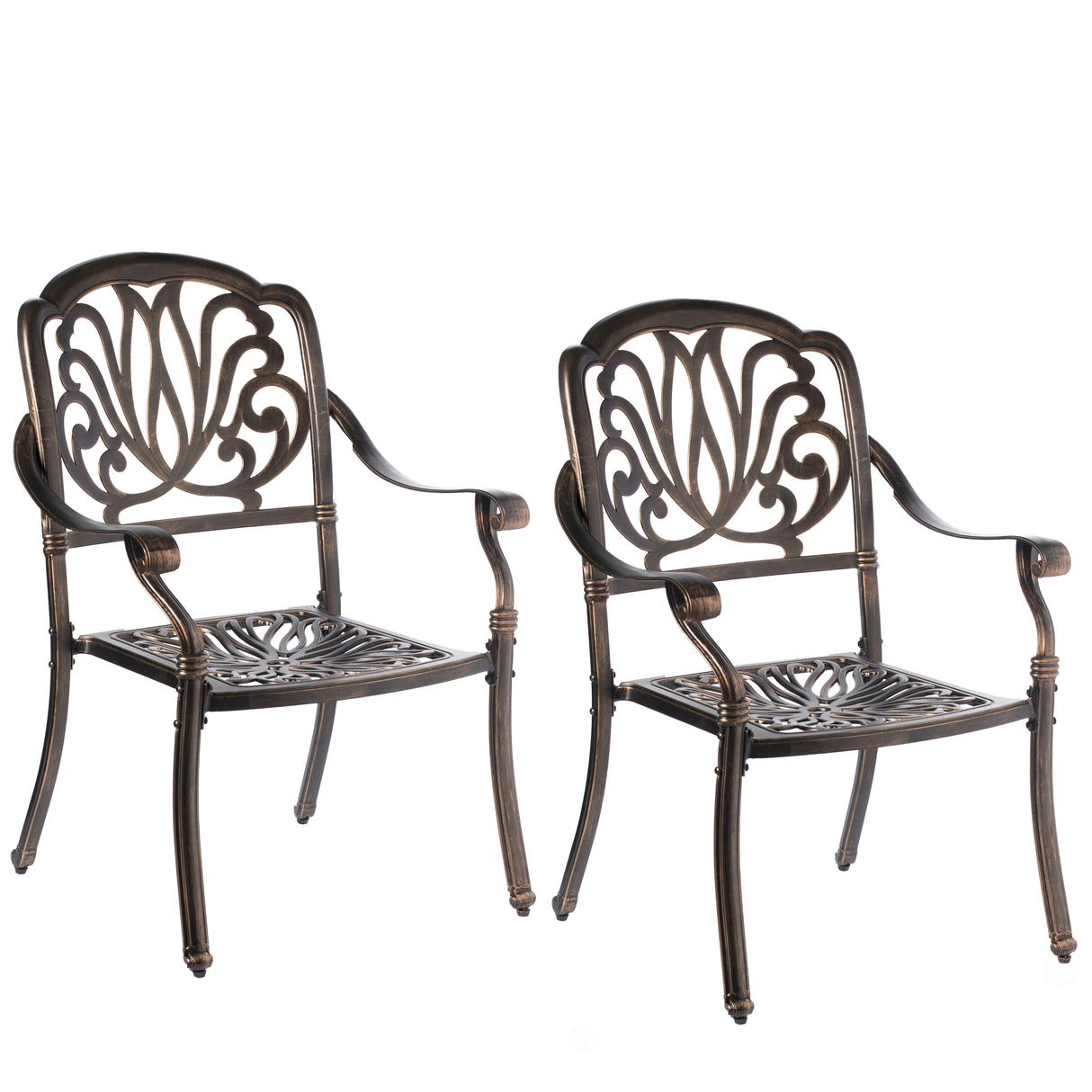 Indoor and Outdoor Bronze Dinning Set 2 Chairs Cast Aluminum. - LEHADAR