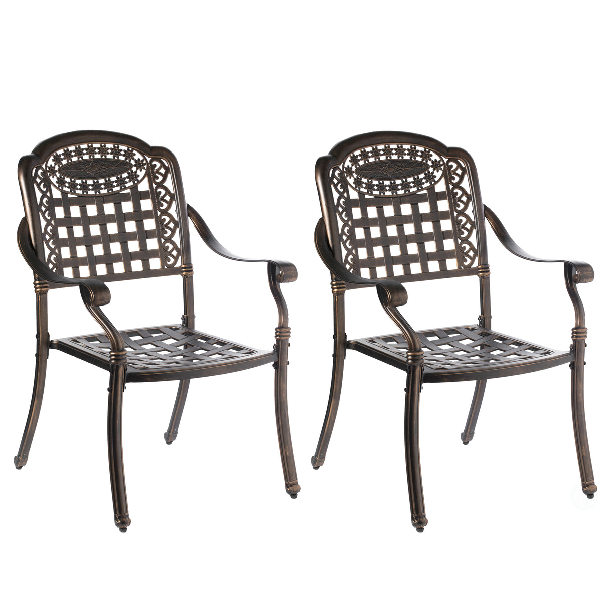 Indoor and Outdoor Bronze Dinning Set 2 Chairs Cast Aluminum. - LEHADAR
