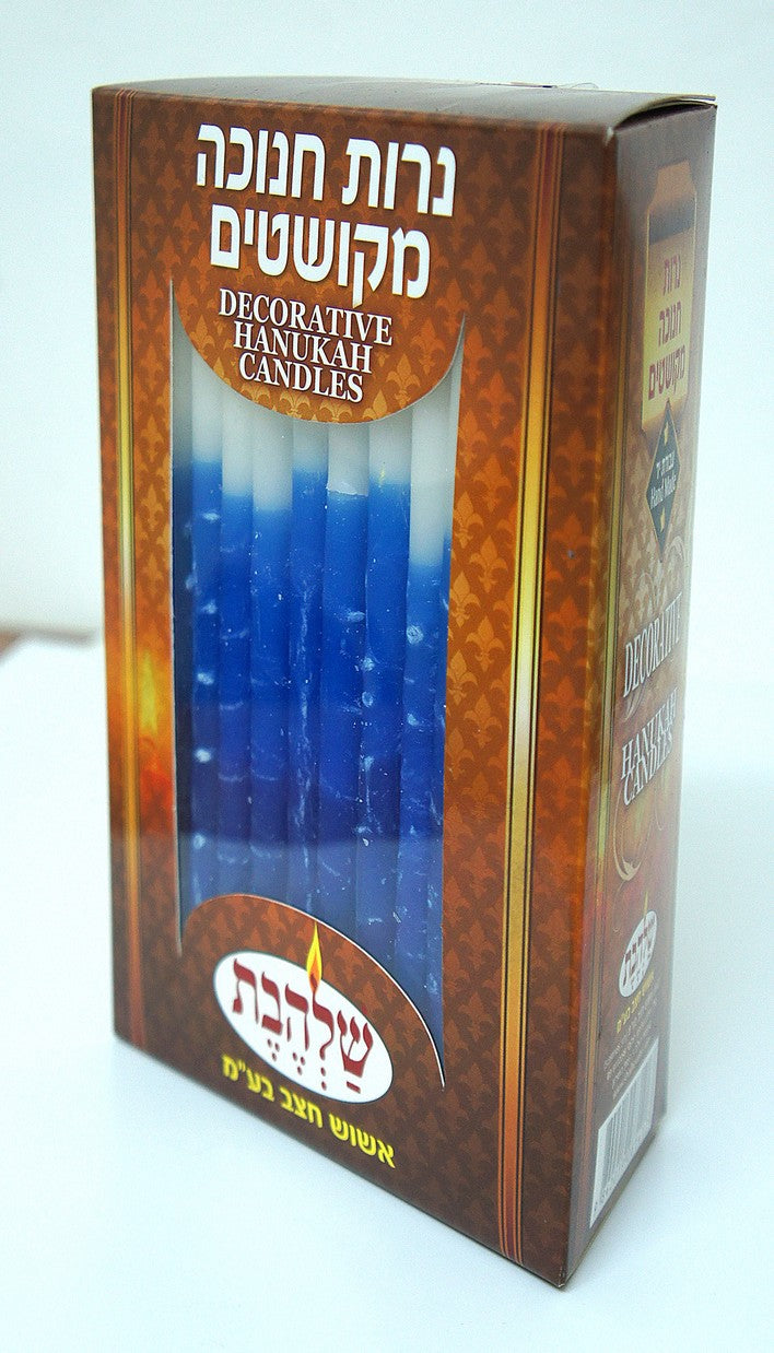 Chanukah Candles Dripless Blue & White 44 per box - LEHADAR