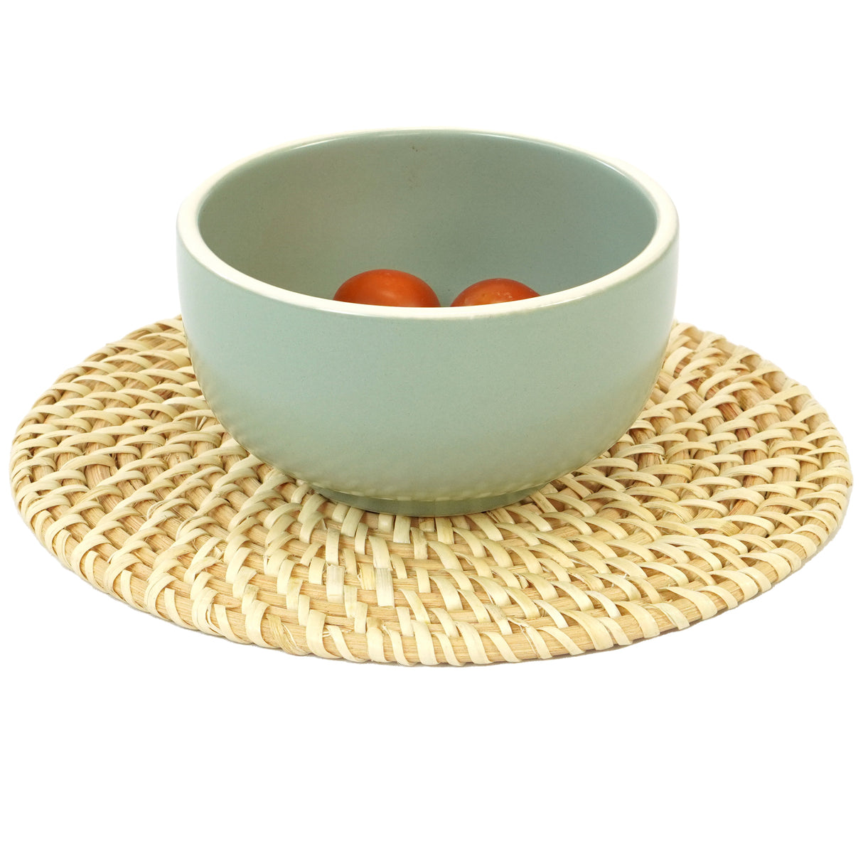 Set of 4 Decorative Round 7.25"" Natural Woven Handmade Rattan Placemats - LEHADAR
