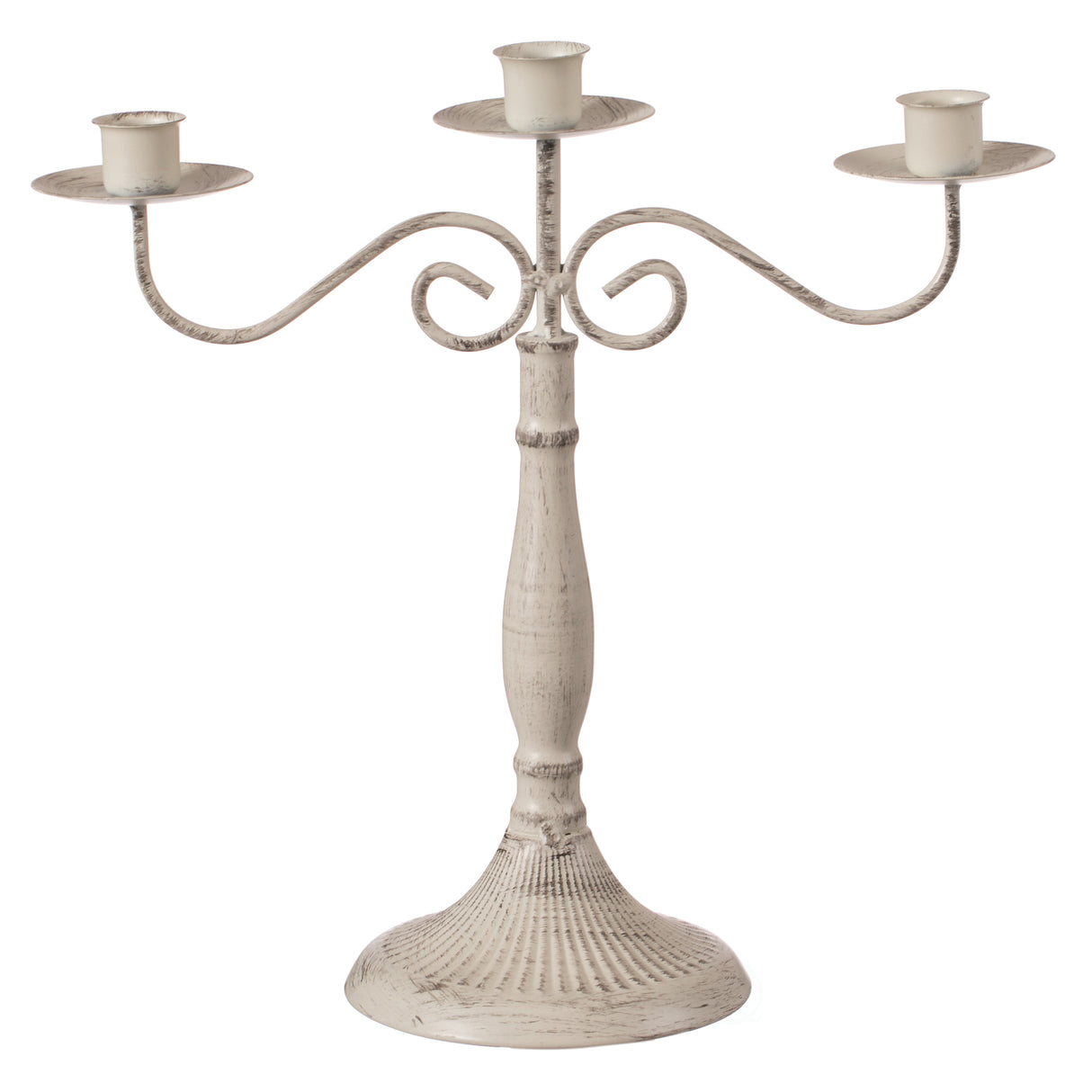 Antique 12" Distressed 3 Arm Metal Candelabra for Dining Room, Entryway, Kitchen and Vanity - LEHADAR