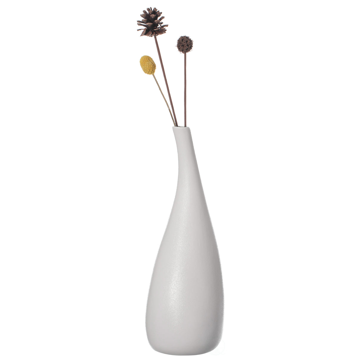 White Contemporary Unique Teardrop Shaped Ceramic Table Vase Flower Holder,12.5 Inch - LEHADAR