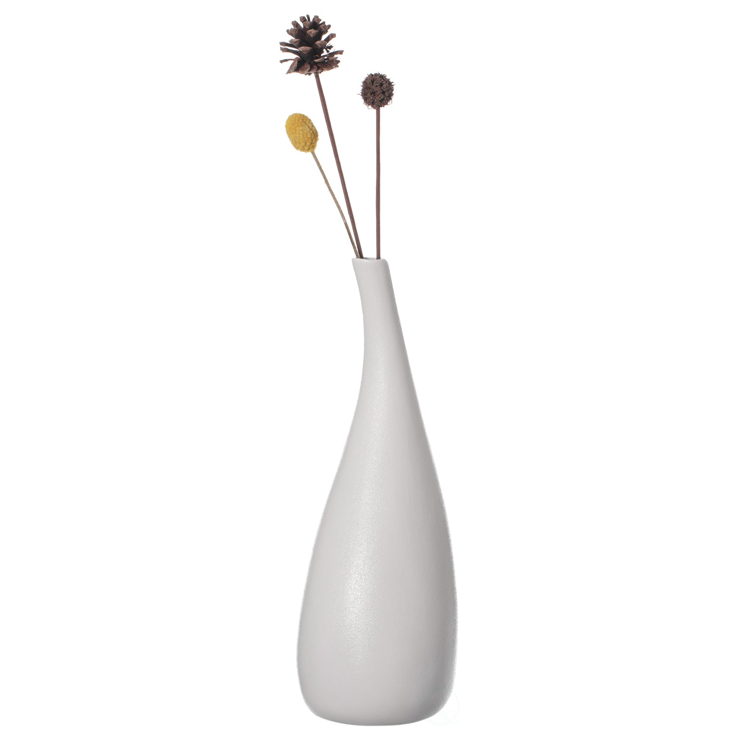 White Contemporary Unique Teardrop Shaped Ceramic Table Vase Flower Holder,12.5 Inch - LEHADAR