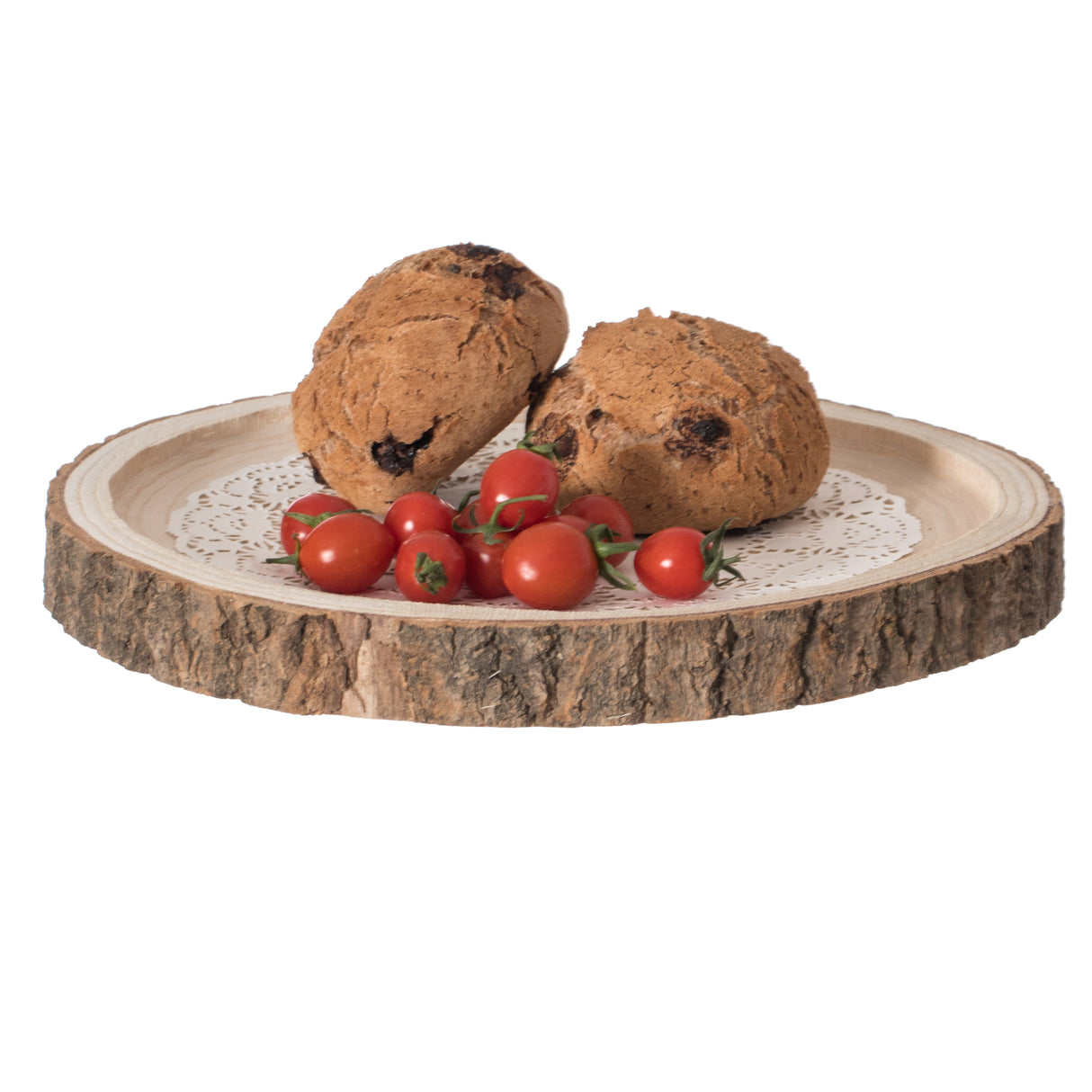 Natural Wooden Bark Round Slice 12-inch Tray, Rustic Table Charger Centerpiece - LEHADAR