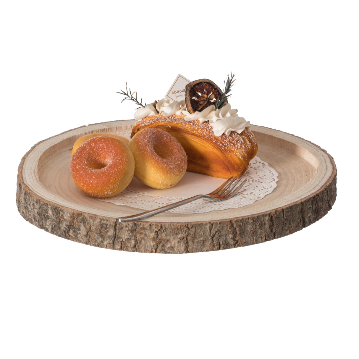 Natural Wooden Bark Round Slice 14 inch Tray, Rustic Table Charger Centerpiece - LEHADAR