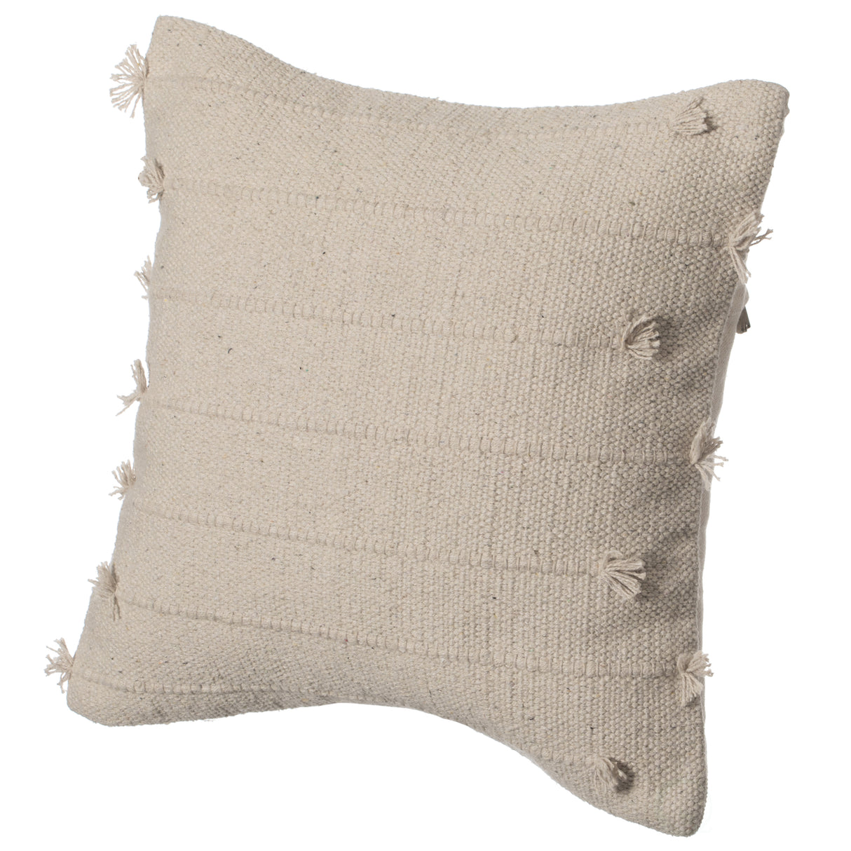 16" Handwoven Cotton Throw Pillow Cover with Drawstring, Natural - LEHADAR
