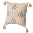 16" Handwoven Cotton Throw Pillow Cover with Tribal Aztec Design and Tassel Corners with Filler, Natural - LEHADAR