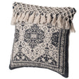16" Handwoven Cotton Throw Pillow Cover with Traditional Pattern and Tasseled Top with Filler, Navy - LEHADAR