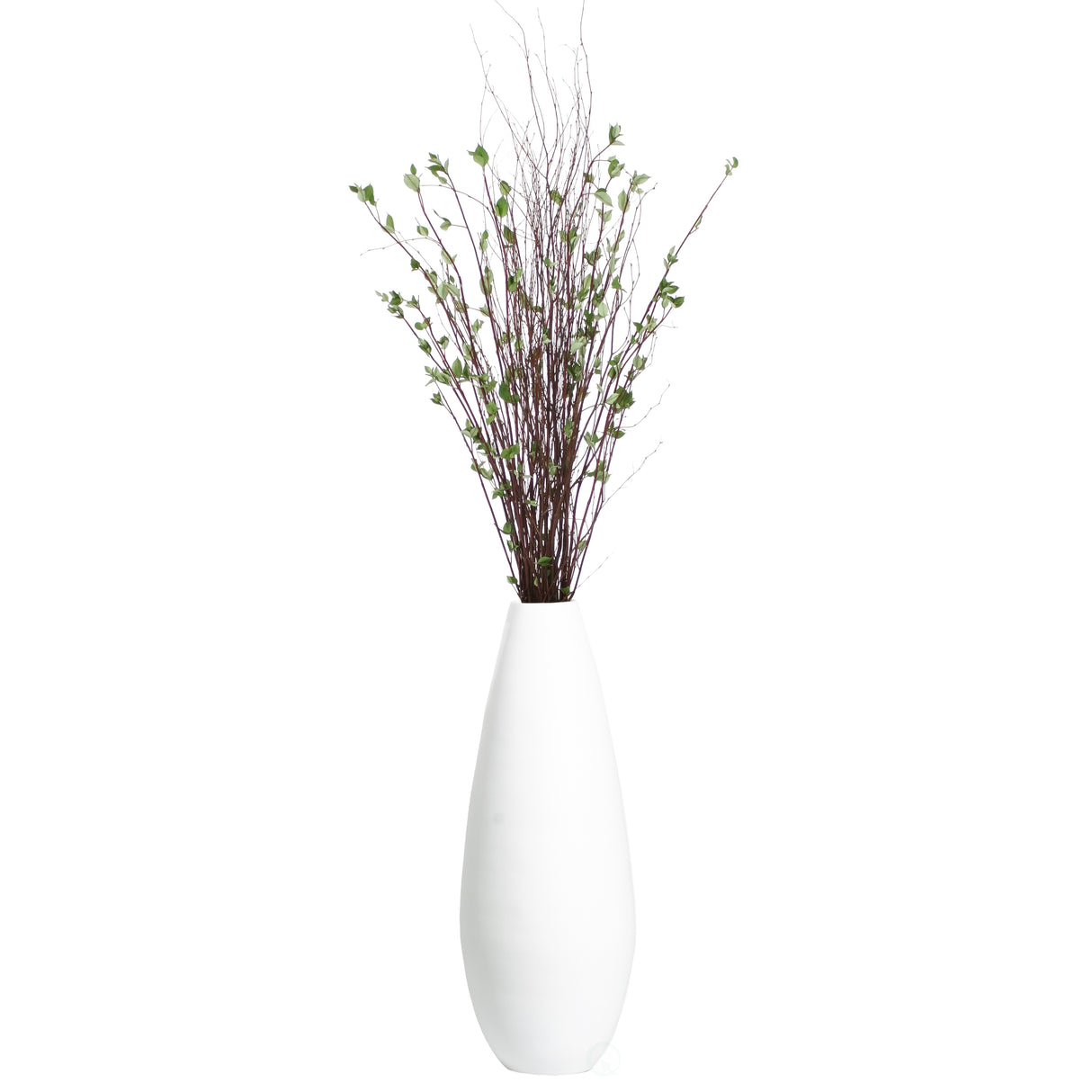 31.5" Spun Bamboo Tall Floor Vase - Sleek Metallic Finish, Elegant Home Decoration, Modern Accent Piece, Living Room Decor, Handcrafted Bamboo Art, Contemporary Interior Design, Unique Tall Vase, White Large - LEHADAR